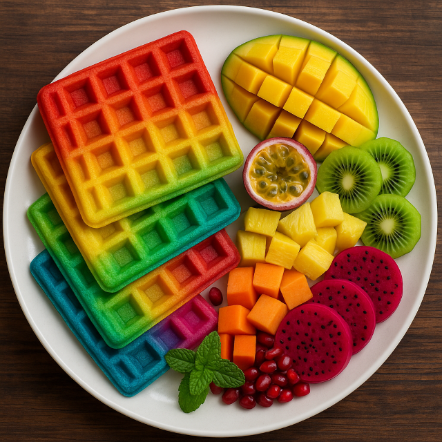Gaufres arc en ciel fruit exotique